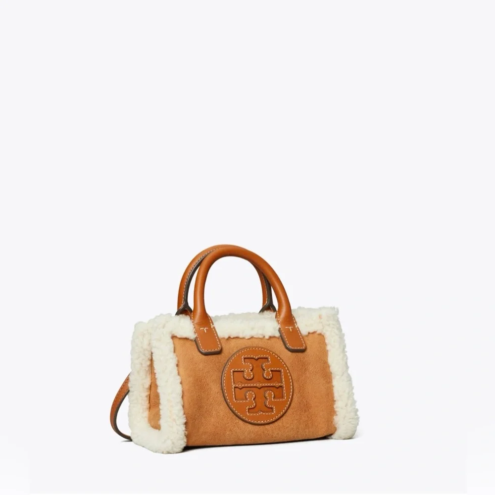 Tory Burch Ella Mini Leather & Shearling Tote. - Picture 3 of 14